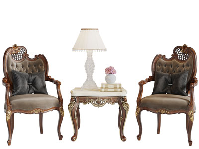 法式实木休闲椅子茶几