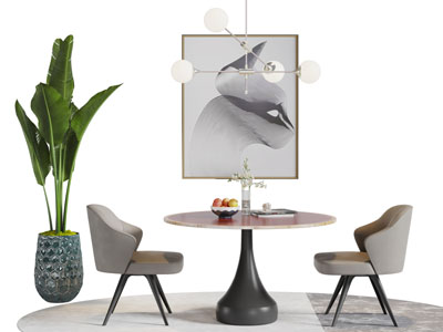 现代圆形餐桌椅组合