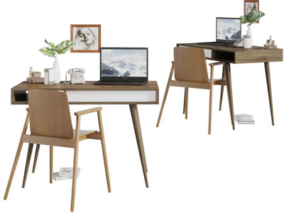 北欧简约实木书桌椅组合