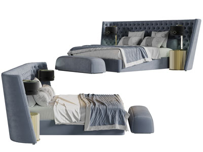 欧式菱形软包加宽床头双人床