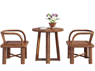 新中式实木休闲椅子茶几