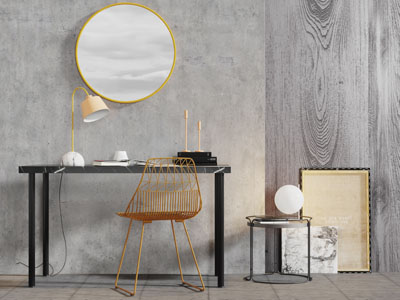 现代轻奢黑色化妆梳妆台