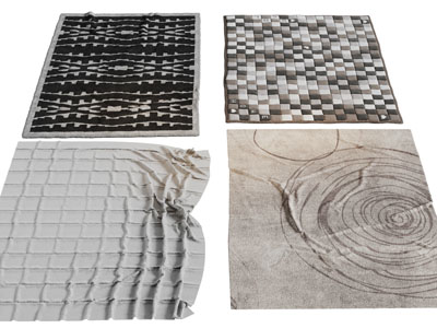 现代带褶皱的地毯3d模型 现代带褶皱的地毯