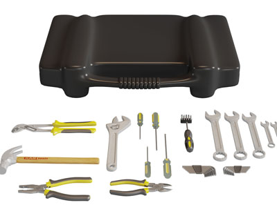 现代整套工具箱五金工具3d模型 现代整套工具箱五金工具