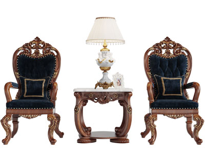 欧式古典实木休闲椅子茶几