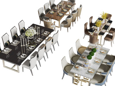 现代轻奢餐桌椅组合