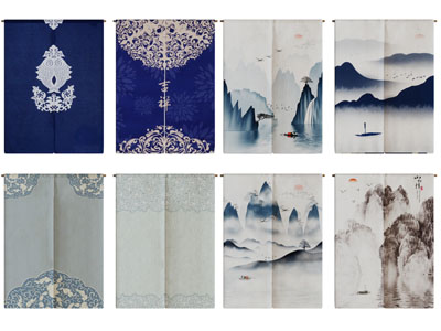 新中式分片布帘门帘3d模型 新中式分片布帘门帘