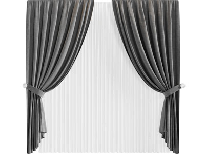 欧式黑色布艺窗帘窗纱3d模型 欧式黑色布艺窗帘窗纱