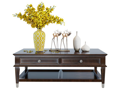 美式长方形带抽屉的茶几