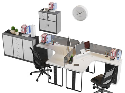 现代双向办公桌椅组合