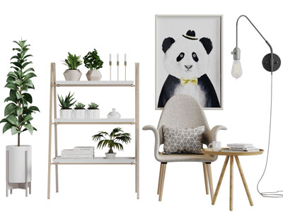 北欧休闲椅子茶几装饰架