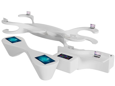 现代白色带显示屏的前台接待台