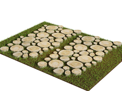 长方形木桩草地园艺小品