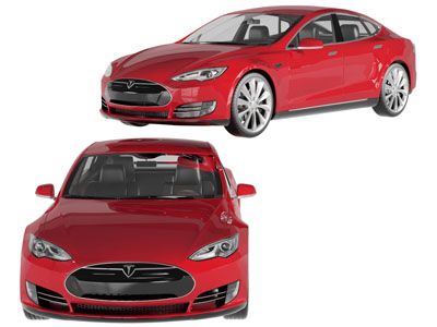 一辆红色的特斯拉汽车3d模型 一辆红色的特斯拉汽车