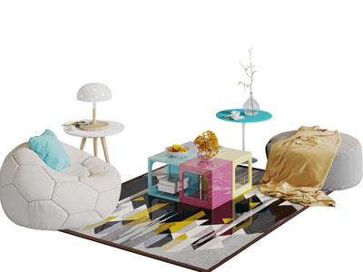 现代足球造型的懒人沙发地毯