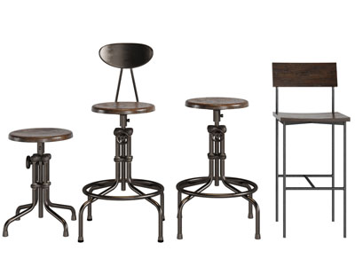 工业风水管支架的圆凳子吧椅