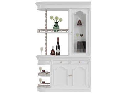 美式白色一边圆角开放式装饰柜
