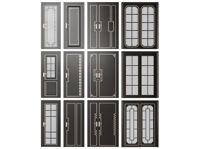 新中式玻璃装饰的平开门推拉门