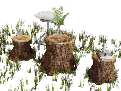 工业风树桩造型的茶几坐墩