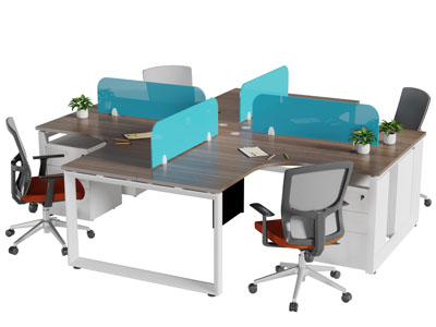 现代四人位办公桌椅组合