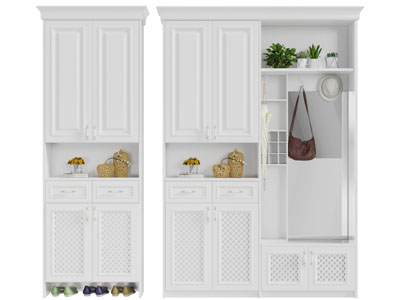 简欧白色玄关装饰鞋柜