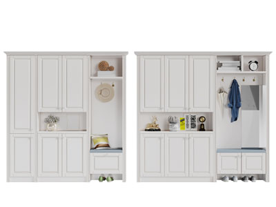 新中式白色玄关装饰鞋柜