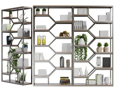 新中式开放式装饰架