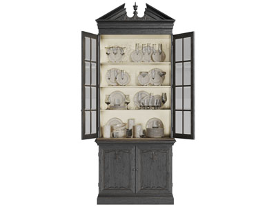 美式实木玻璃柜门的餐边柜