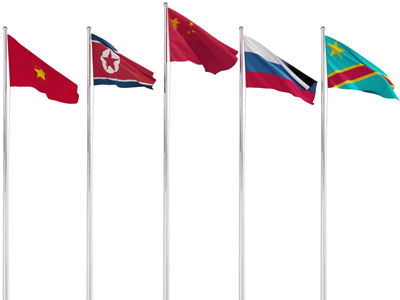 旗杆上的随风飘扬的旗帜