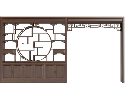 中式带门拱的装饰柜