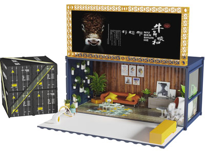 工业风集装箱客厅多人沙发装饰柜茶几组合