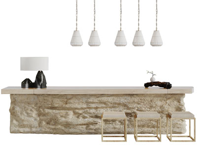 新中式实木台面的前台接待台