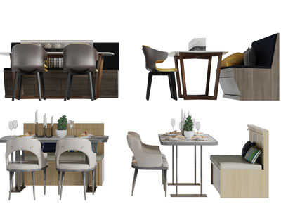 现代轻奢带卡座的餐桌椅组合