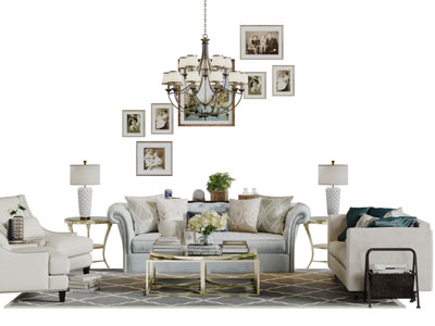 现代轻奢多人单人布艺沙发茶几组合