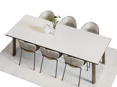 现代长方形餐桌椅组合