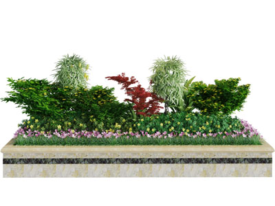 现代大理石花坛花草植物