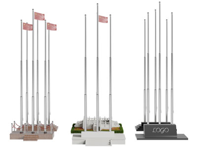 现代大理石材质的旗台旗帜
