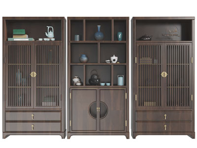 新中式实木对称装饰柜