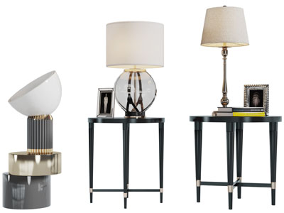 现代柱形半圆形灯罩的台灯床头灯