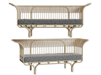 东南亚藤编多人沙发