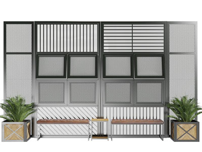 工业风背景墙长凳子