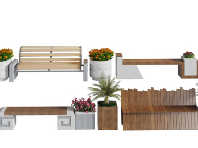 新中式实木花盆盆栽植物公共椅子