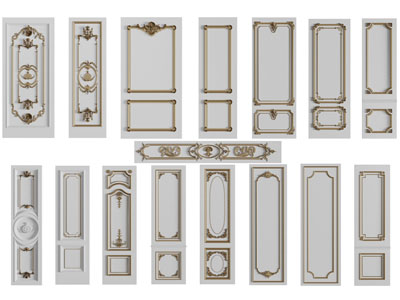 法式镶嵌金边的雕花护墙板