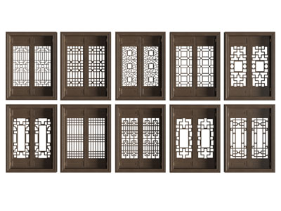新中式实木雕花镂花窗