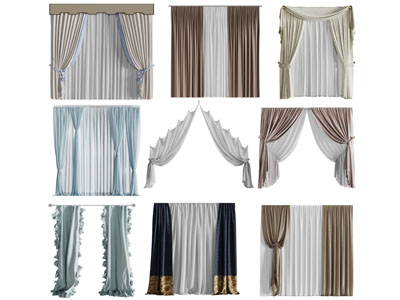 现代窗帘3d模型 现代窗帘