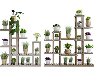 现代实木花盆植物花架
