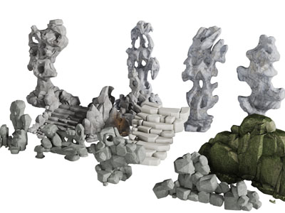 中式不同造型的石头假山