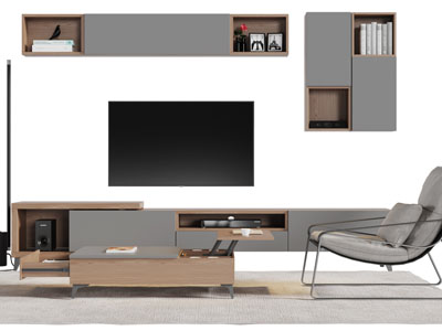 现代实木撞色电视柜茶几电视机休闲椅子