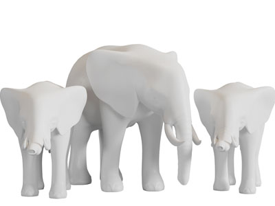 白色大象母子雕塑雕刻