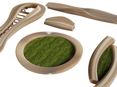 现代实木花坛异形公共椅子